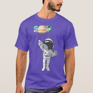 Astronaut Balloon Earth Sarturn Planet T-Shirt