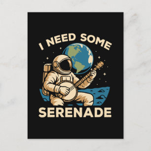 Astronaut Banjo Serenade Cosmic Sound Holiday Postcard