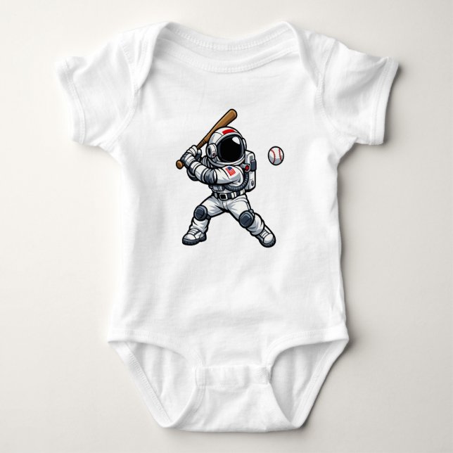 Astronaut Baseball Baby Bodysuit (Front)