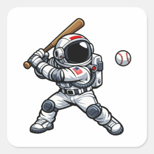 Astronaut Baseball Square Sticker
