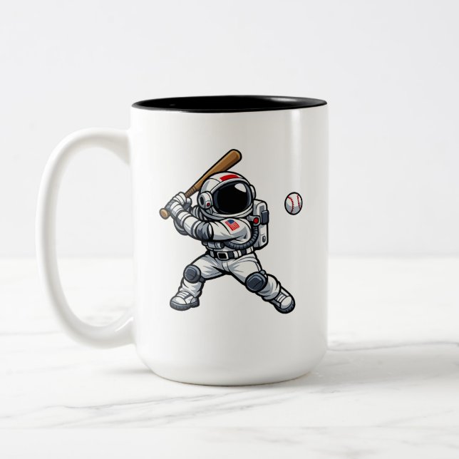 Astronaut Baseball Two-Tone Coffee Mug (Left)