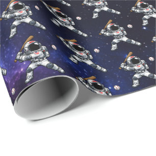 Astronaut Baseball Wrapping Paper