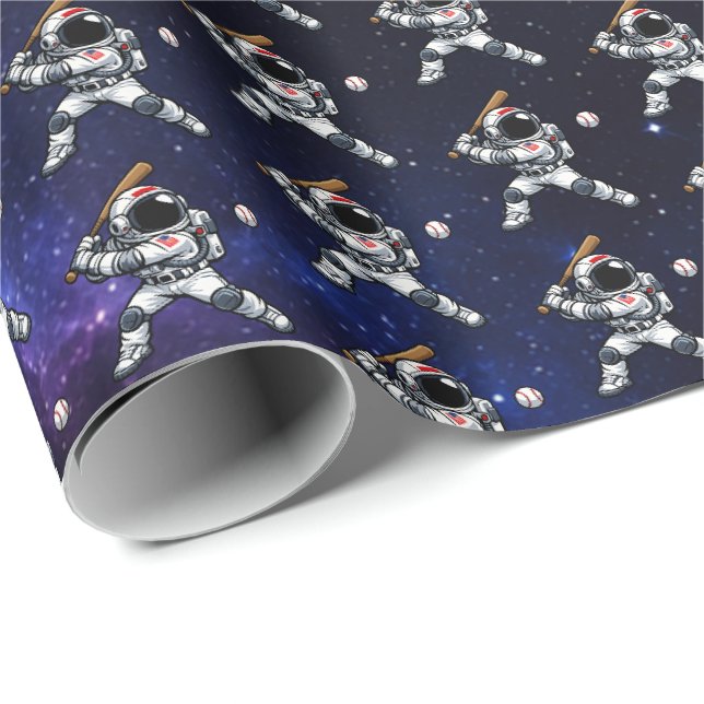 Astronaut Baseball Wrapping Paper (Roll Corner)