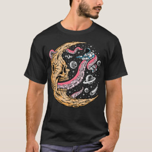 Astronaut Battling a Dead Crescent Moon with Tenta T-Shirt