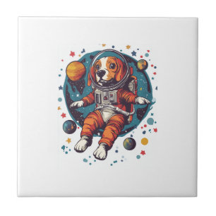 Astronaut Beagle � Space Explorer Dog Ceramic Tile