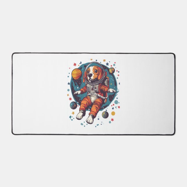 Astronaut Beagle – Space Explorer Dog Desk Mat (Front)