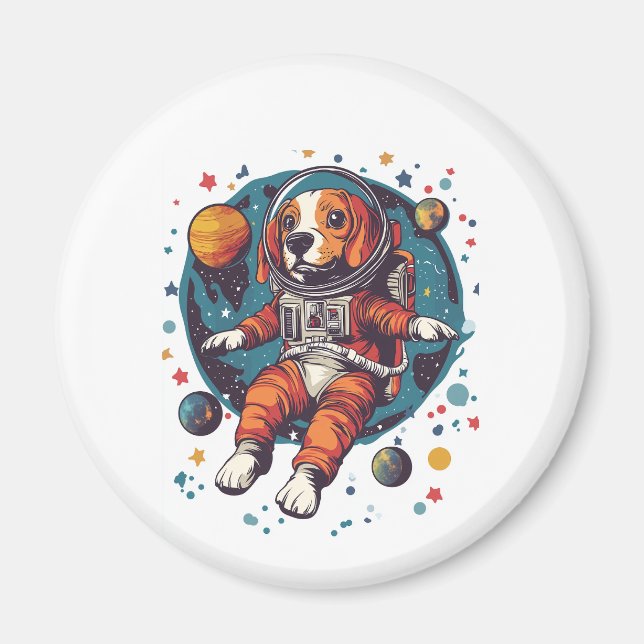 Astronaut Beagle � Space Explorer Dog Magnet (Front)