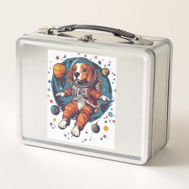 Astronaut Beagle � Space Explorer Dog Metal Lunch Box (Front)