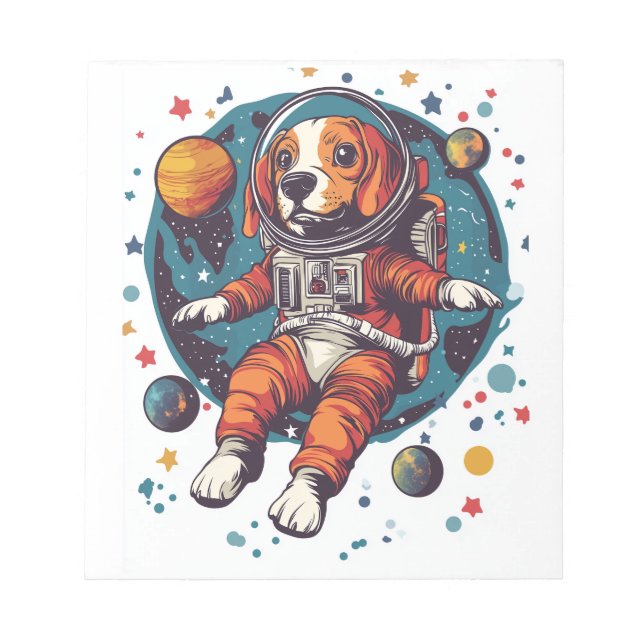 Astronaut Beagle � Space Explorer Dog Notepad (Front)