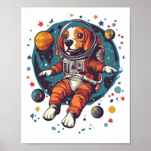 Astronaut Beagle � Space Explorer Dog Poster