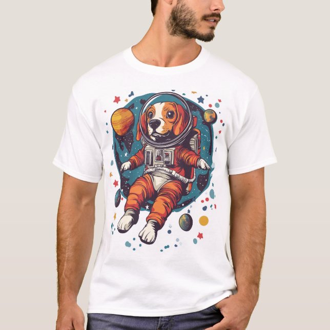 Astronaut Beagle � Space Explorer Dog T-Shirt (Front)