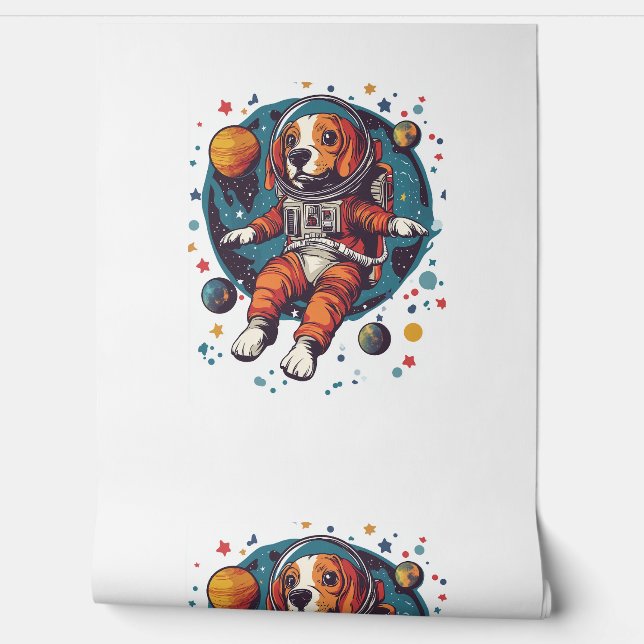 Astronaut Beagle – Space Explorer Dog Wallpaper (Unrolling)