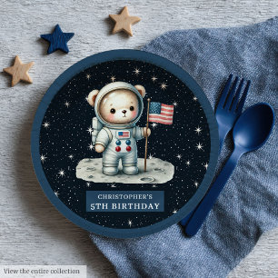 Astronaut Bear Birthday Plate for Little Boy