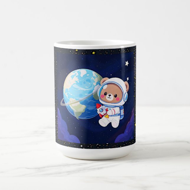 Astronaut Bear Orbiting Earth Coffee Mug (Center)