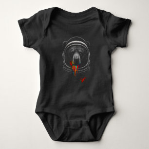 Astronaut Bear with Neon Paint Drips Cosmic Animal Baby Bodysuit