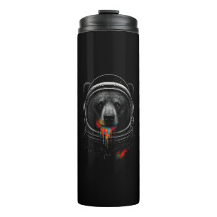 Astronaut Bear with Neon Paint Drips Cosmic Animal Thermal Tumbler