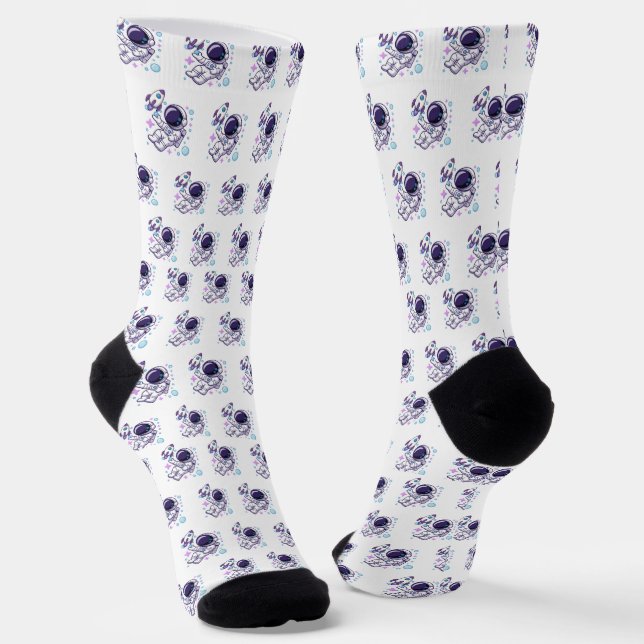 Astronaut Beautiful Designed pattern  Socks (Angled)