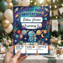 Astronaut Birthday Invitation - Customisable Space