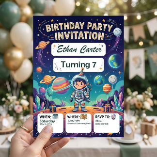 Astronaut Birthday Invitations for Kids