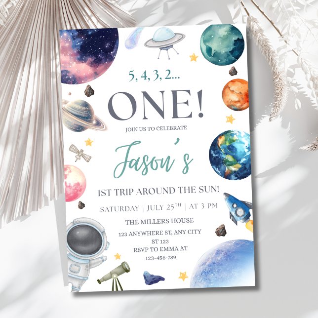 Astronaut Birthday Invite, 1st Trip Around the Sun Invitation (Creator Uploaded)