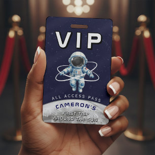 Astronaut Birthday Party 1st Trip Around the Sun ID Badge