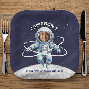 Astronaut Birthday Party 1st Trip Around the Sun Paper Plate