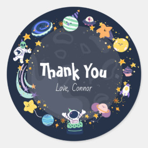 Astronaut birthday party on space  classic round sticker