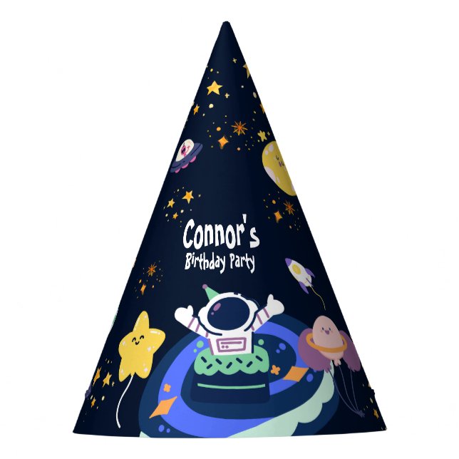Astronaut birthday party on space  party hat (Front)