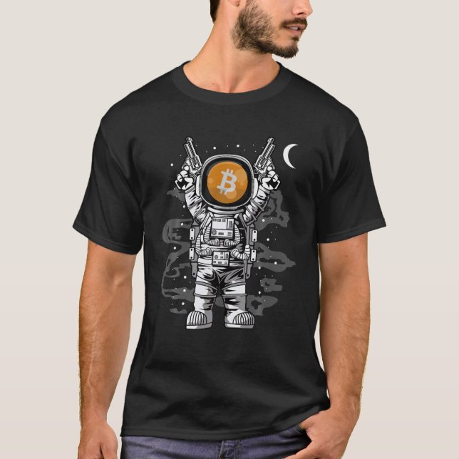 Astronaut Bitcoin BTC To The Moon Crypto Token Wal T-Shirt (Front)
