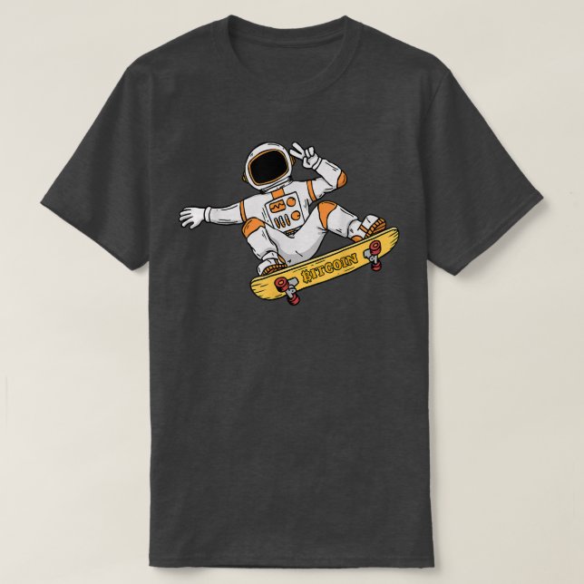 Astronaut Bitcoin Skater Stock Market Trader T-Shi T-Shirt (Design Front)