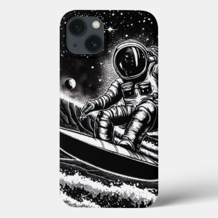 ASTRONAUT BLACK AND WHITE, SURF THE UNIVERSE iPhone 13 CASE