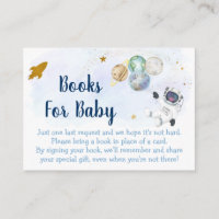 Astronaut Blue Gold Space Baby Shower Book Request