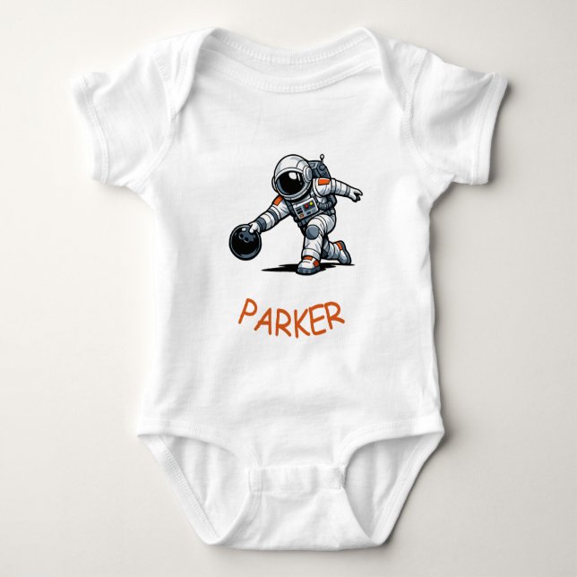 Astronaut Bowling Baby Bodysuit (Front)