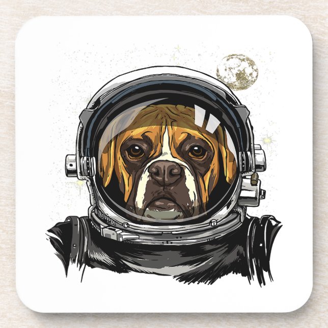 Astronaut Boxer Dog Space Exploration Astronomy Coaster (Front)