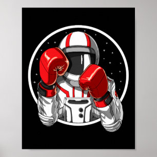 Astronaut Boxing Muay Thai Boxer Kickboxing Martia Poster