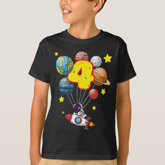 Astronaut Boy 4th Birthday Gift 4 Years Old Kids T-Shirt