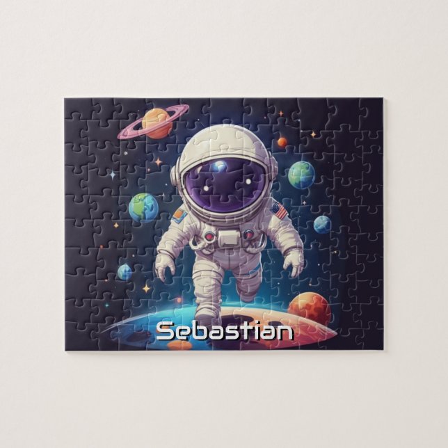 Astronaut Boy Exploring Space Personalised  Jigsaw Puzzle (Horizontal)