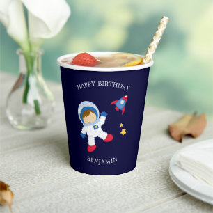 Astronaut Boy Kids Birthday Paper Cup