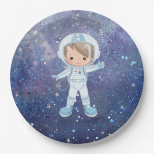 Astronaut boy Outer Space Paper Plate