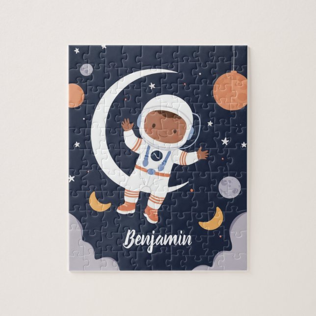 Astronaut Boy Outer Space Personalised Kids Jigsaw Puzzle (Vertical)