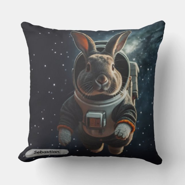 Astronaut Bunny Space Surreal Animal Custom Cushion (Front)