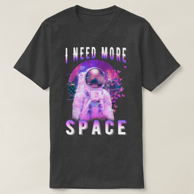 Astronaut Butterfly Moon Space Vaporwave  T-Shirt (Design Front)
