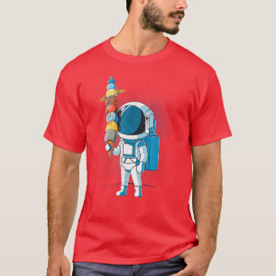 Astronaut By Ice Cream in Space Holding Planet Bal T-Shirt