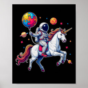 Astronaut Bylloon Autism Awareness Unicorn Autisti Poster