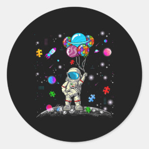 Astronaut Bylloon Puzzle Space Autism Awareness Fo Classic Round Sticker