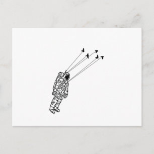 Astronaut Carried Away by Birds Postcard