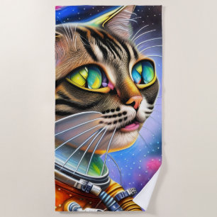 Astronaut Cat Artwork Beach Towel