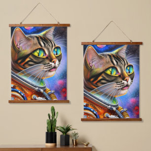 Astronaut Cat Artwork Hanging Tapestry