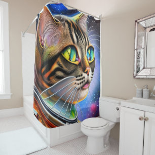 Astronaut Cat Artwork Shower Curtain