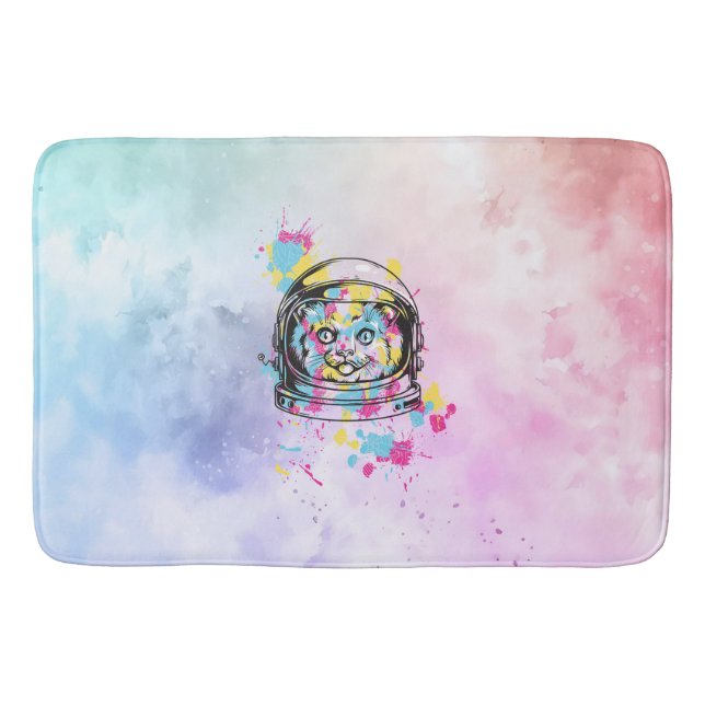 Astronaut Cat Bath Mat (Front)